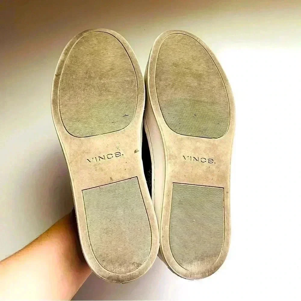 Vince Warren Platform Sneakers Gray Tweed Notched  Vamp Cushioned Slip Ons